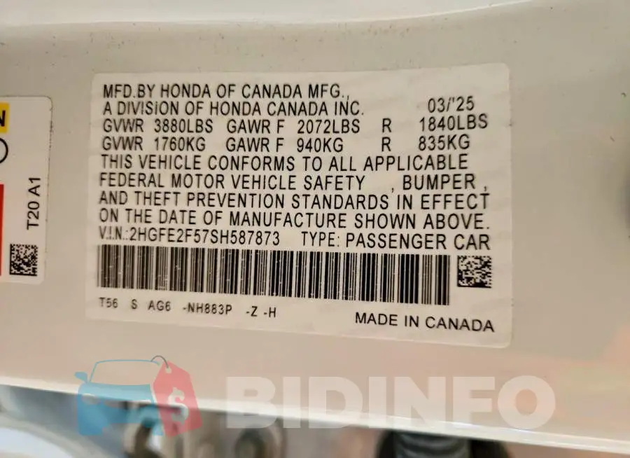 2HGFE2F57SH587873 Photo# 13