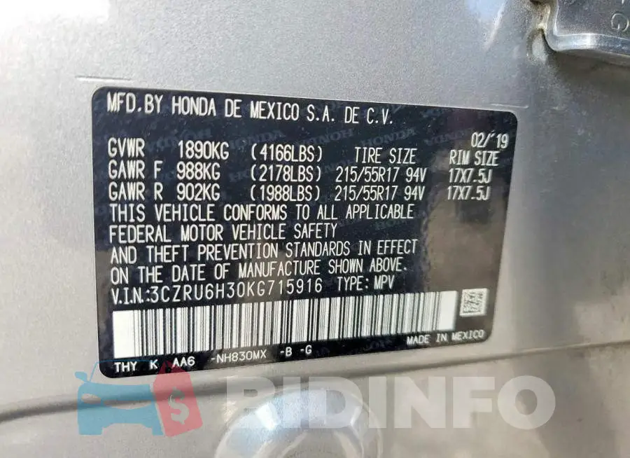 3CZRU6H30KG715916 Photo# 13