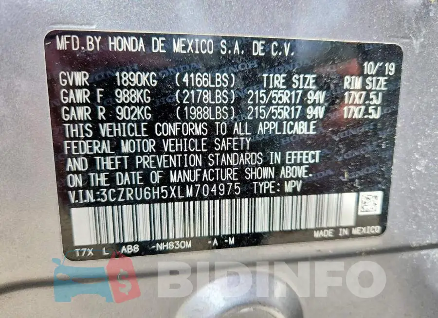 3CZRU6H5XLM704975 Photo# 13