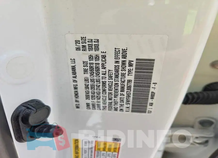 5FNYF6H57LB067799 Photo# 12