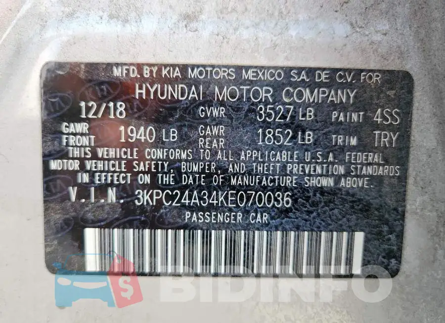 3KPC24A34KE070036 Photo# 12