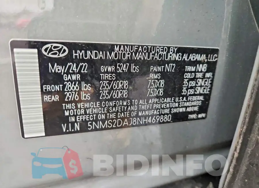 5NMS2DAJ8NH469880 Photo# 12