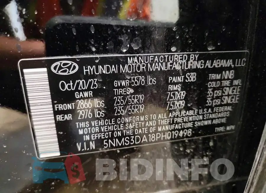 5NMS3DA18PH019498 Photo# 14