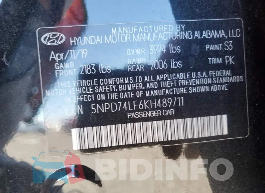 5NPD74LF6KH489711 Photo# 13
