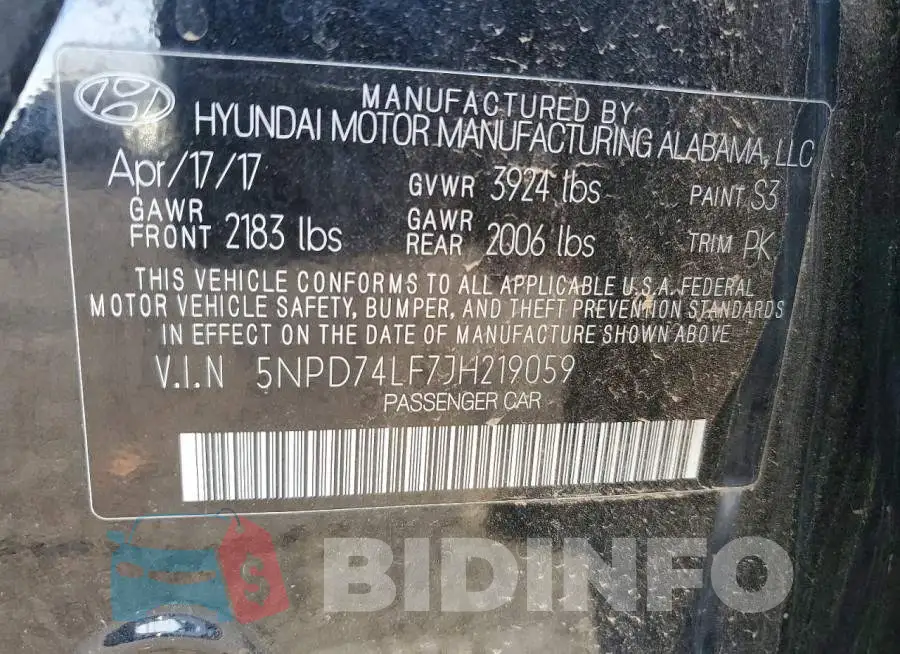 5NPD74LF7JH219059 Photo# 12