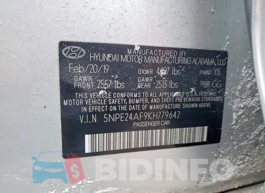 5NPE24AF9KH779642 Photo# 12