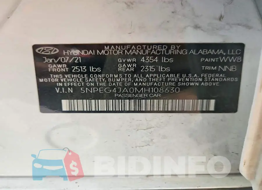 5NPEG4JA0MH108630 Photo# 12