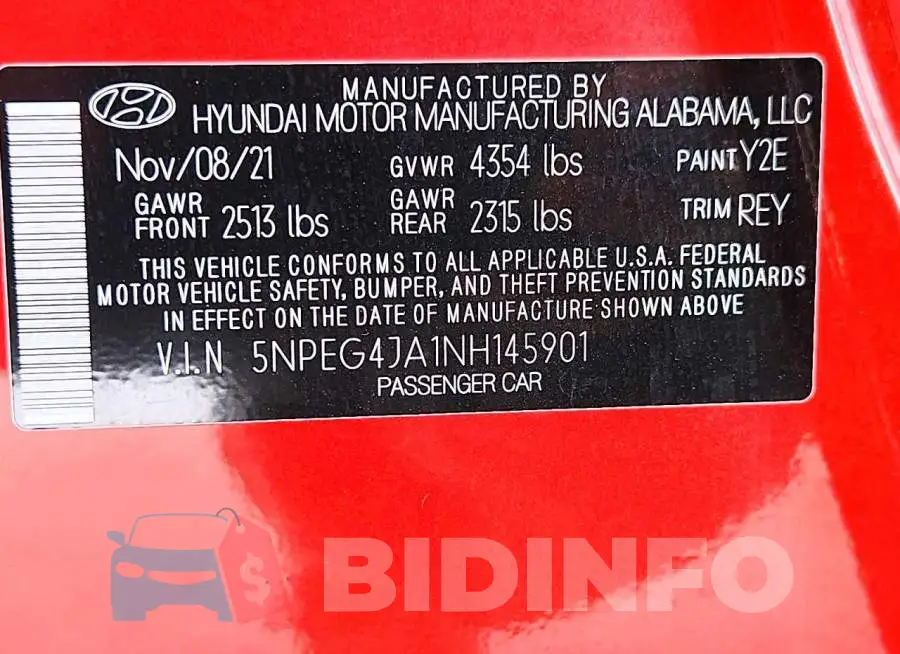 5NPEG4JA1NH145901 Photo# 12