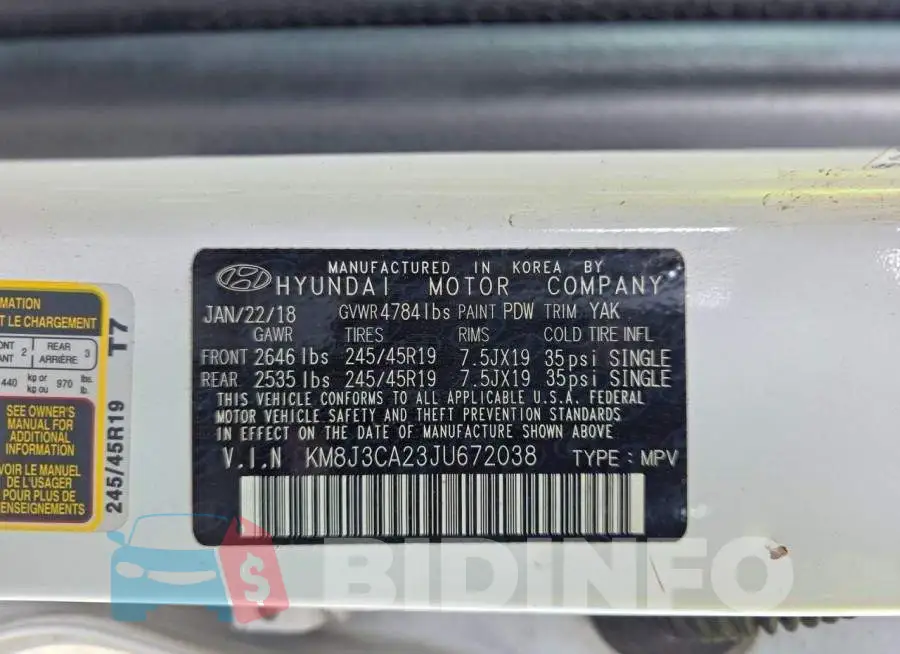 KM8J3CA23JU672038 Photo# 10