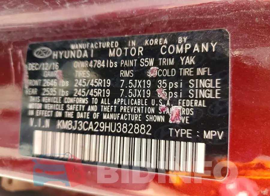KM8J3CA29HU382882 Photo# 13