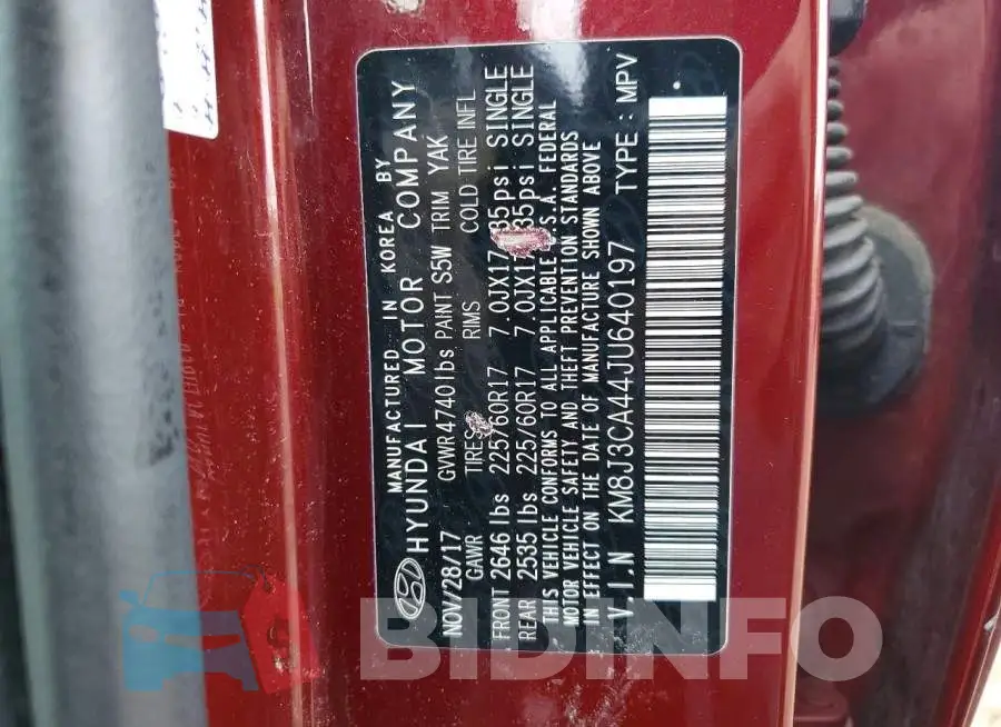 KM8J3CA44JU640197 Photo# 13
