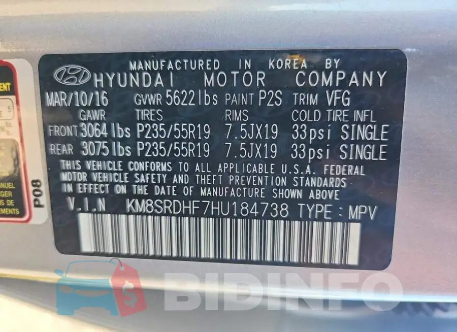 KM8SRDHF7HU184738 Photo# 13