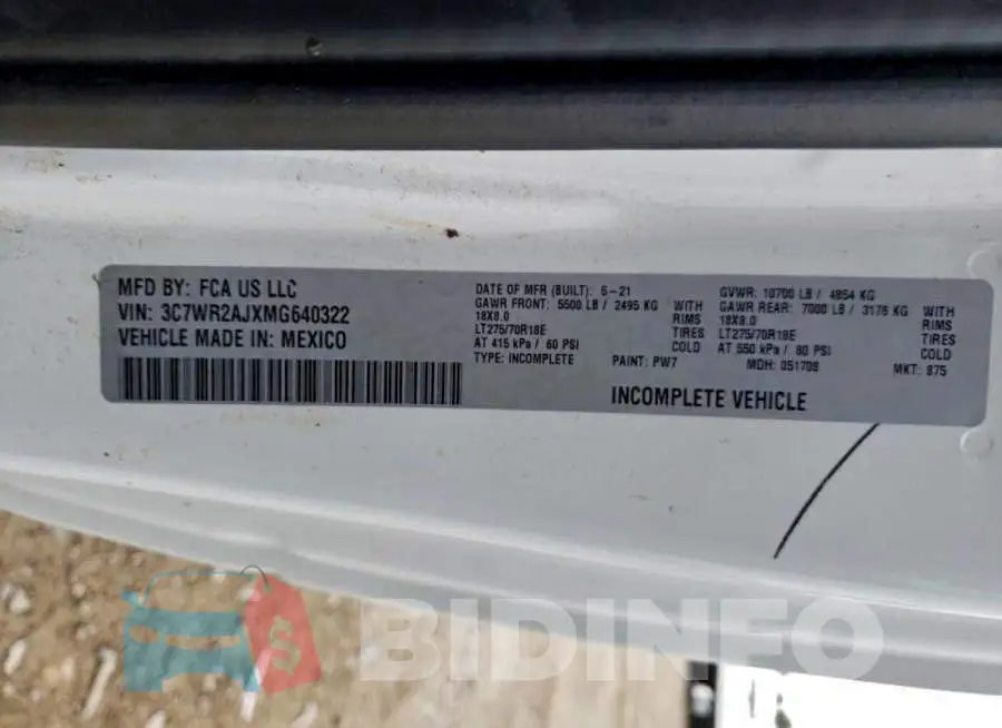 3C7WR2AJXMG640322 Photo# 12