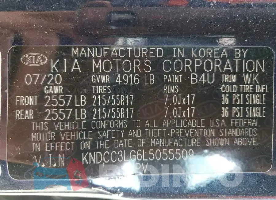 KNDCC3LG6L5055509 Photo# 14