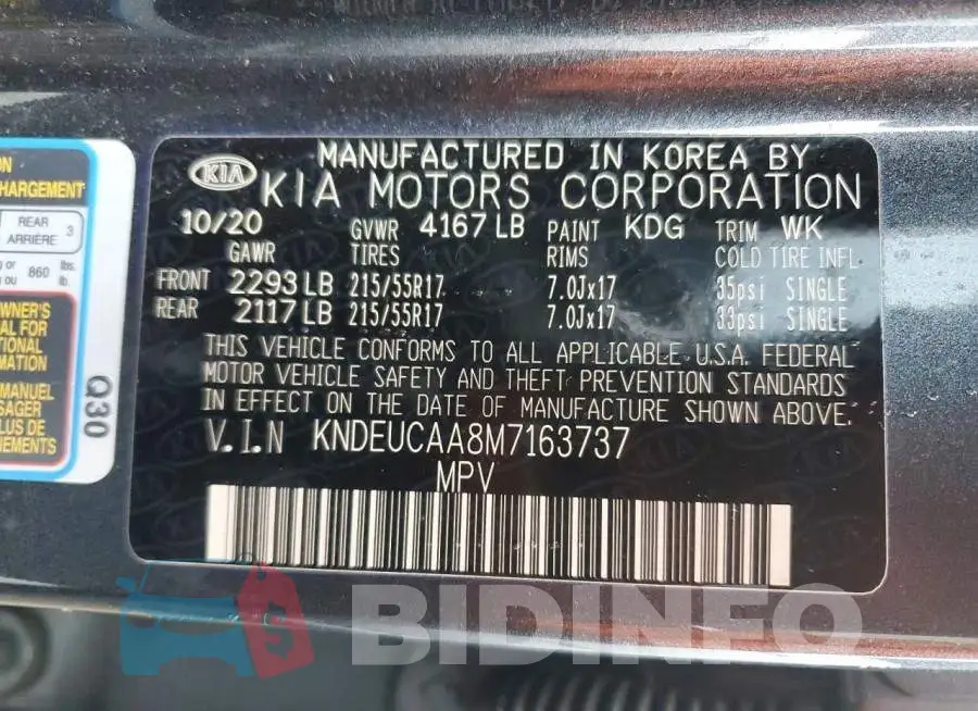 KNDEUCAA8M7163737 Photo# 13