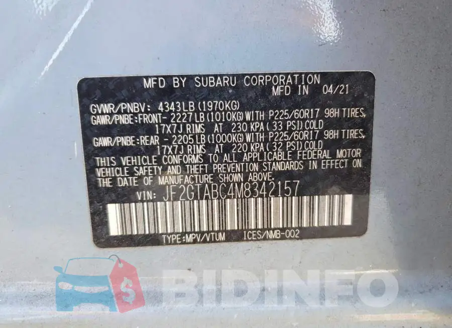 JF2GTABC4M8342157 Photo# 13