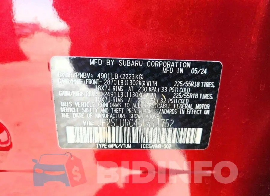 JF2SLDRC4SH411752 Photo# 14