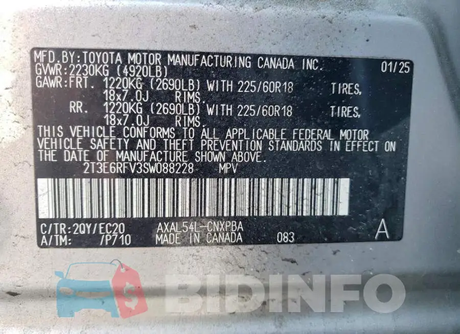 2T3E6RFV3SW088228 Photo# 13