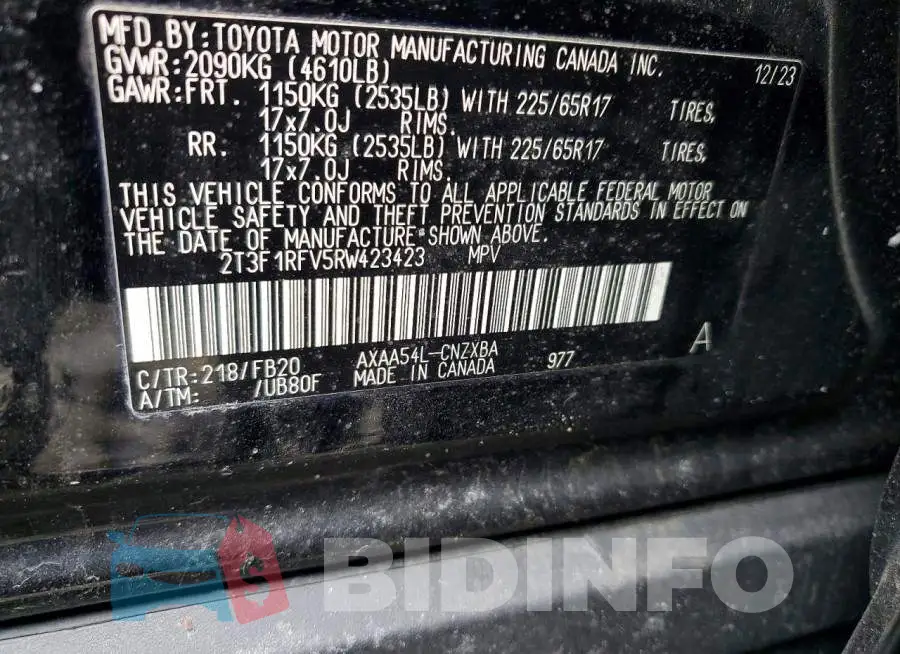 2T3F1RFV5RW423423 Photo# 13