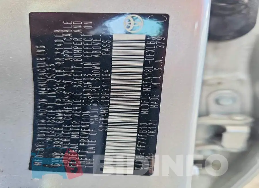 5YFB4MDE1SP311164 Photo# 12