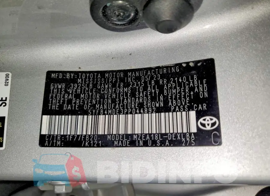 5YFB4MDE3PP044892 Photo# 12