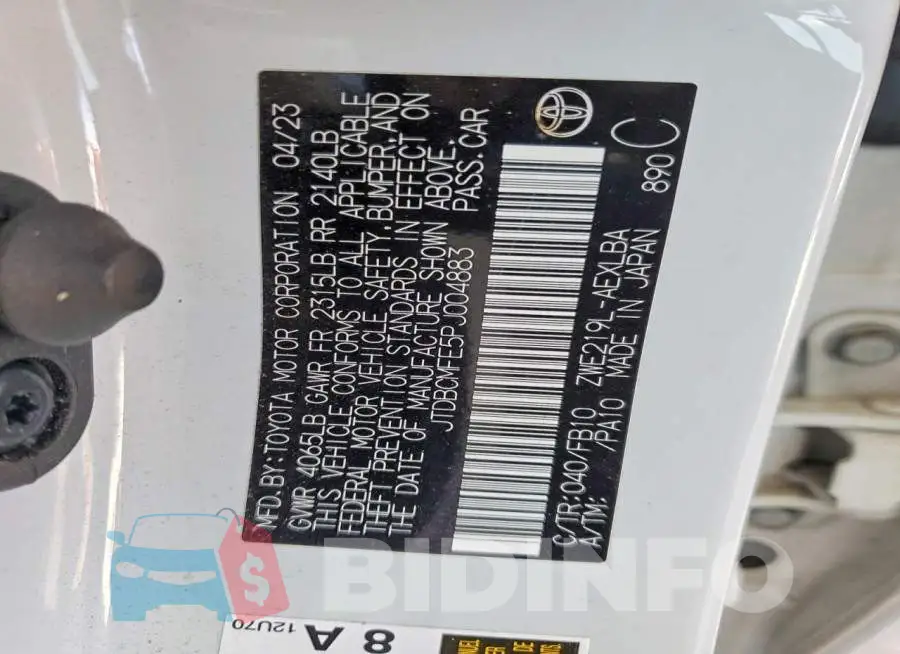 JTDBCMFE5PJ004883 Photo# 12
