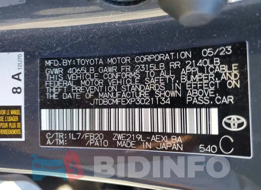 JTDBCMFEXP3021134 Photo# 12