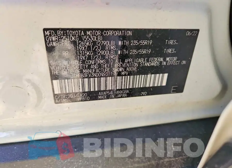 JTMFB3FV3ND099311 Photo# 13