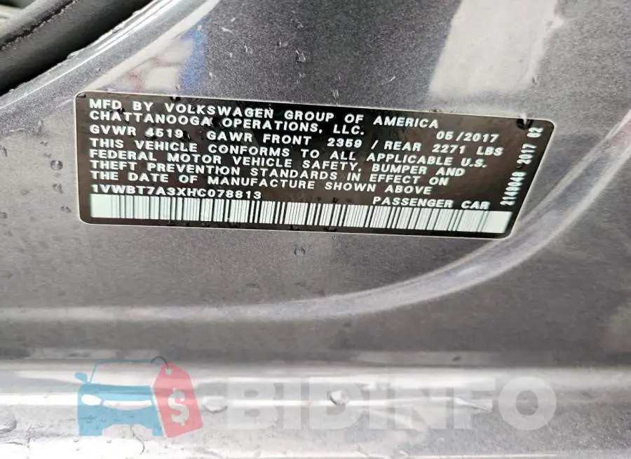 1VWBT7A3XHC078813 Photo# 12