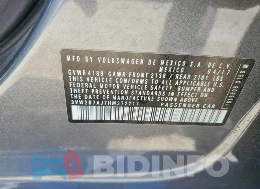 3VW2B7AJ7HM372217 Photo# 13