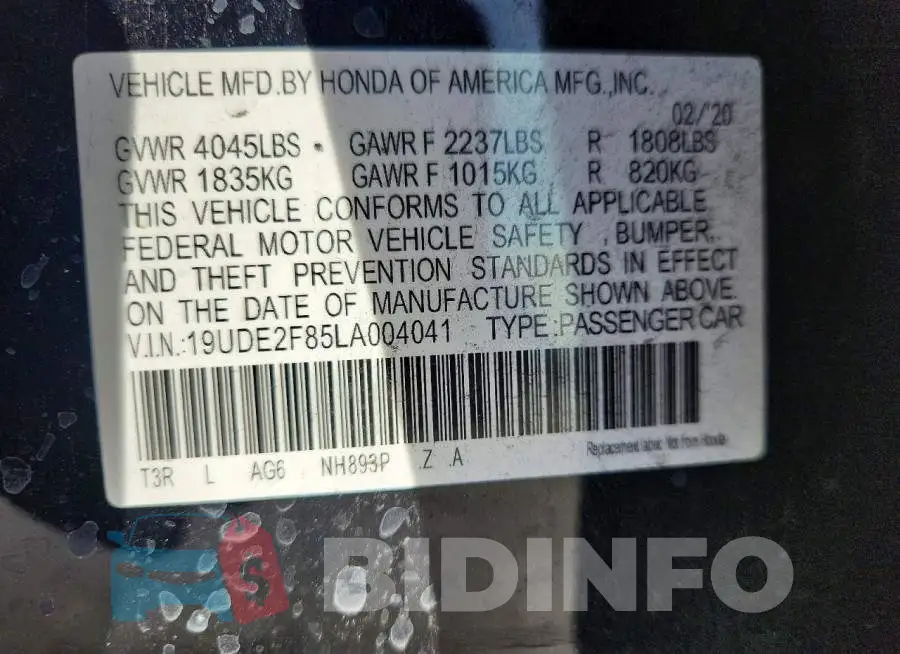 19UDE2F85LA004041 Photo# 13