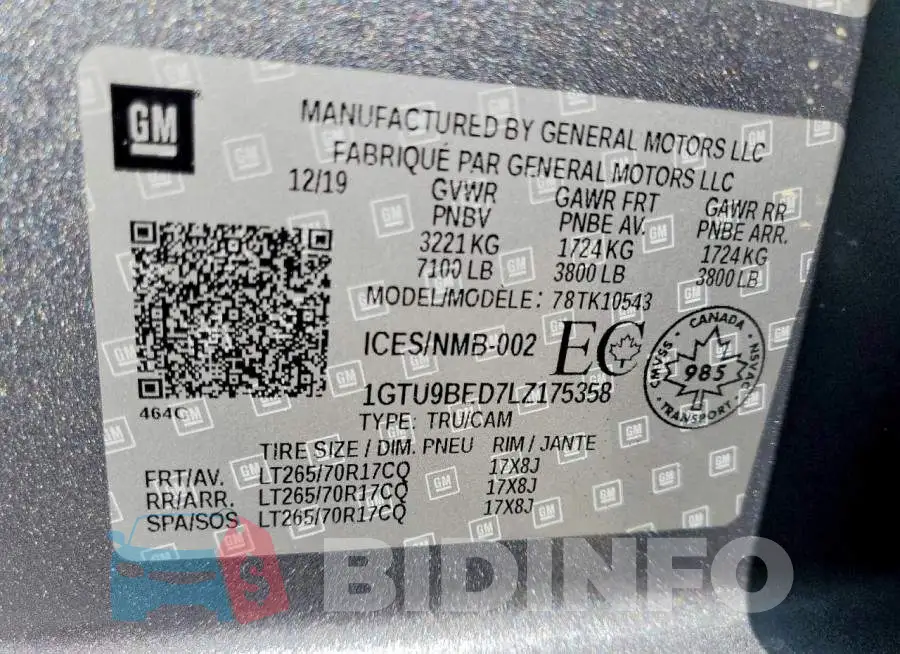 1GTU9BED7LZ175358 Photo# 12