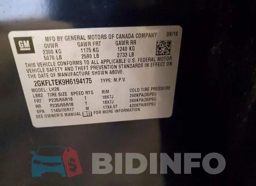 2GKFLTEK9H6194175 Photo# 14