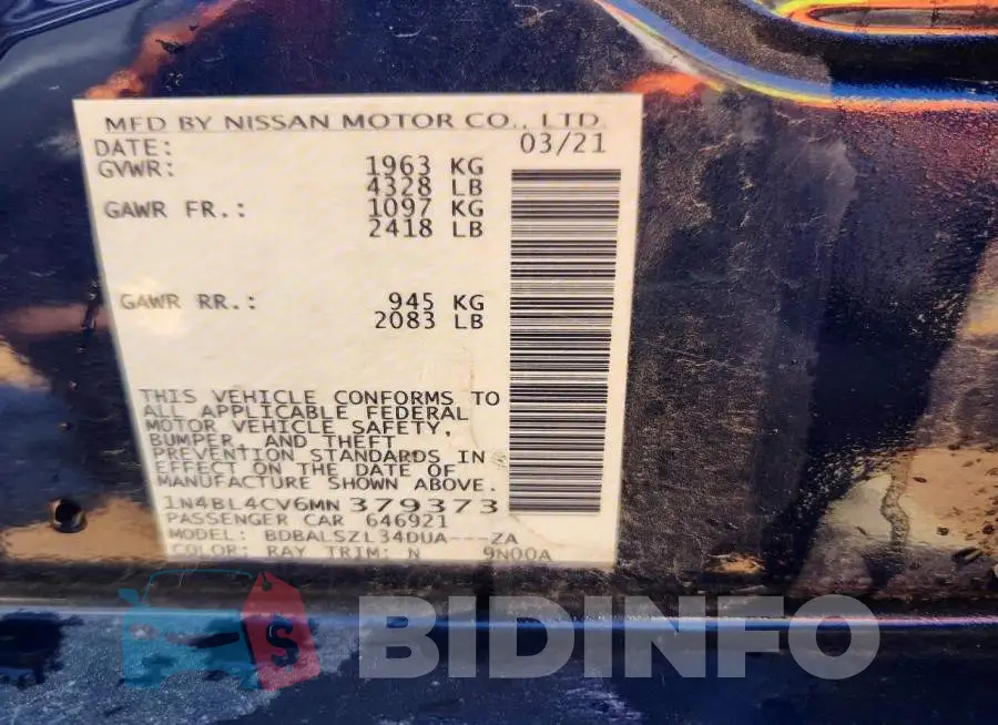 1N4BL4CV6MN379373 Photo# 12