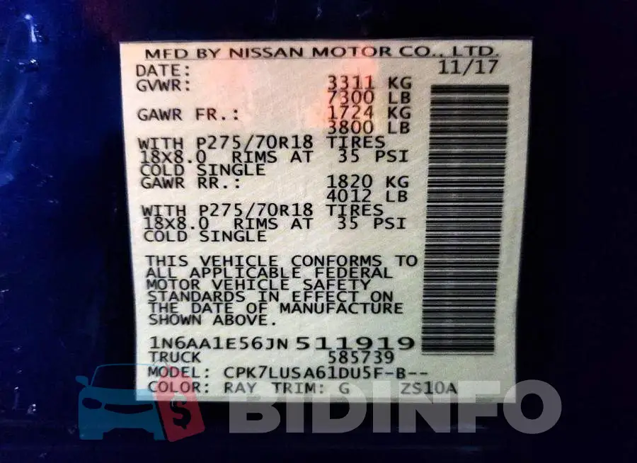 1N6AA1E56JN511919 Photo# 13