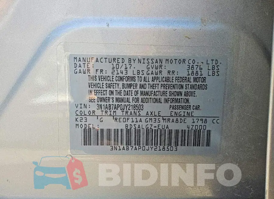 3N1AB7AP0JY218503 Photo# 12