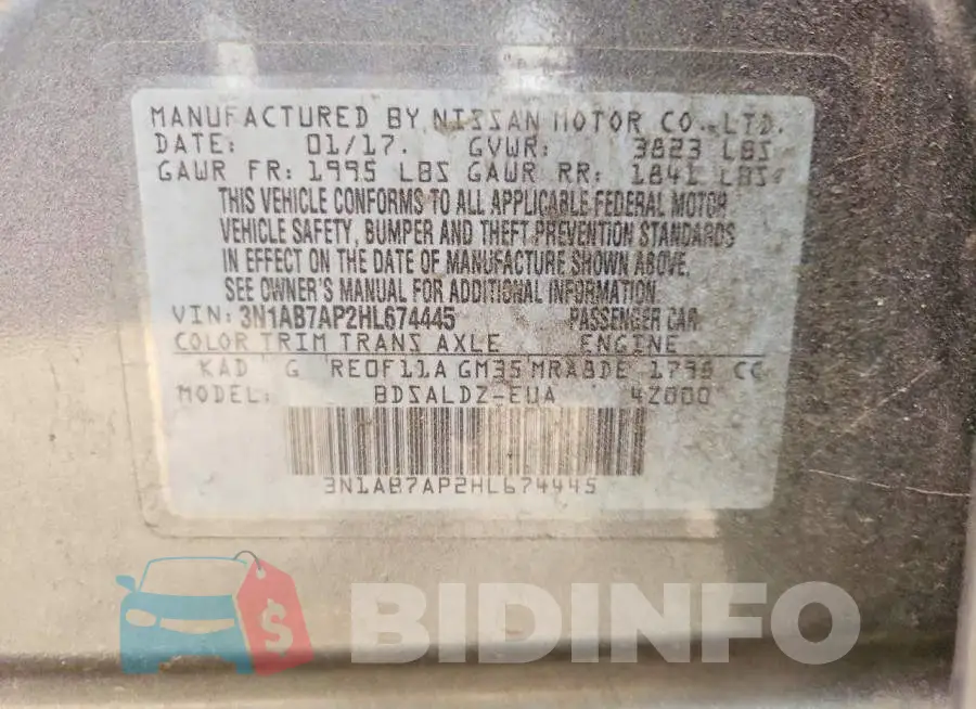 3N1AB7AP2HL674445 Photo# 12