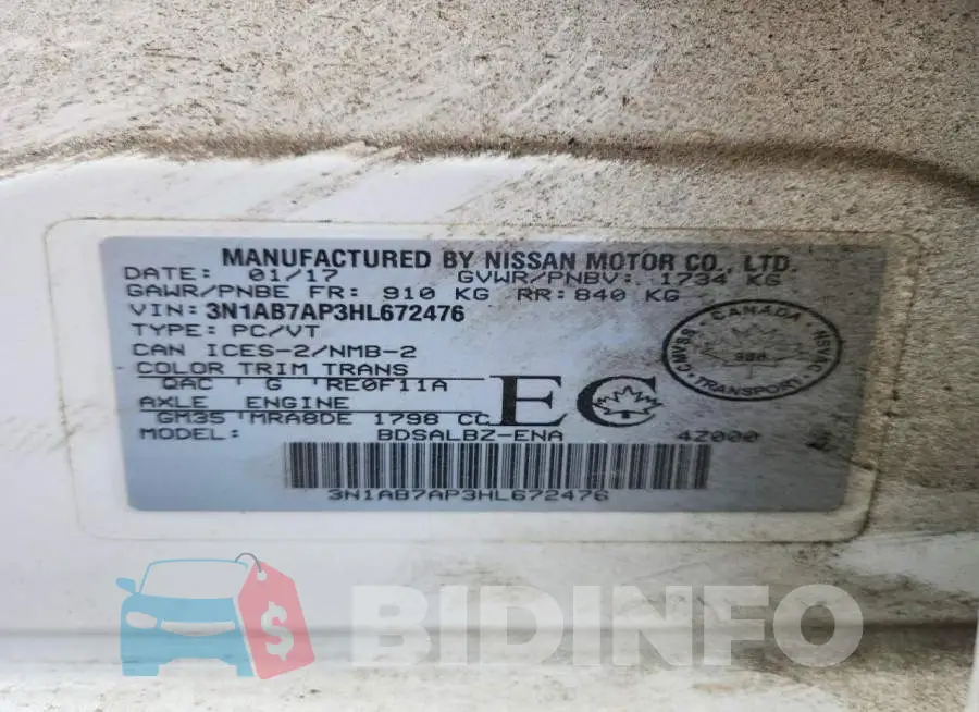 3N1AB7AP3HL672476 Photo# 12