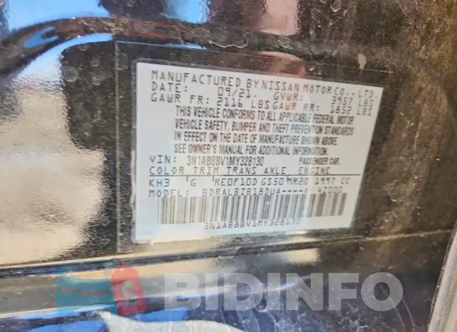 3N1AB8BV1MY328130 Photo# 12