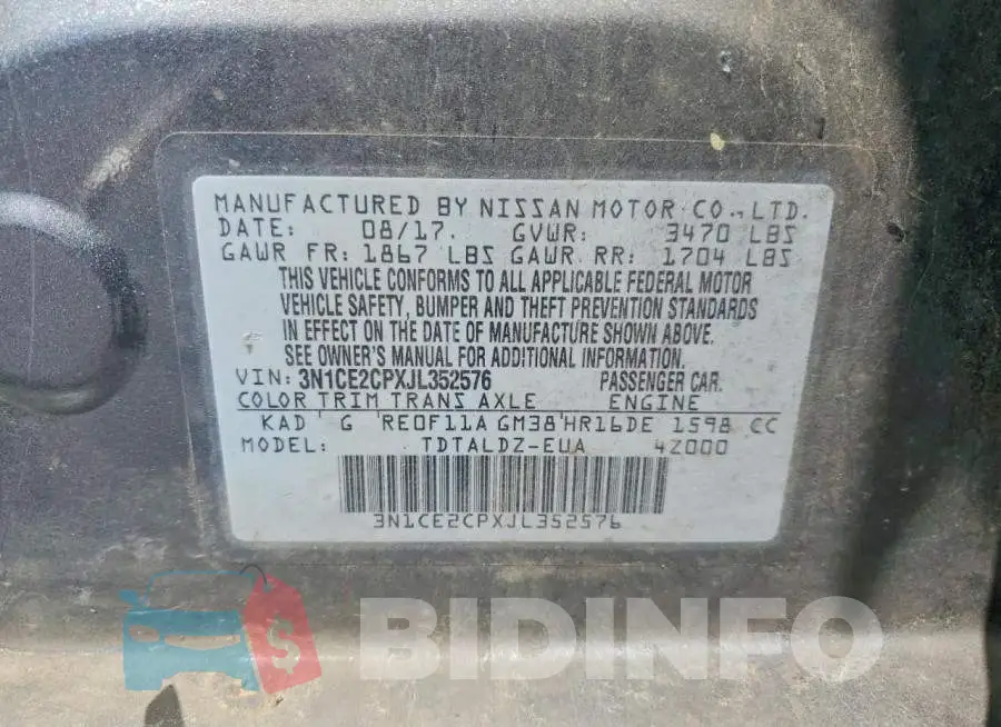 3N1CE2CPXJL352576 Photo# 12