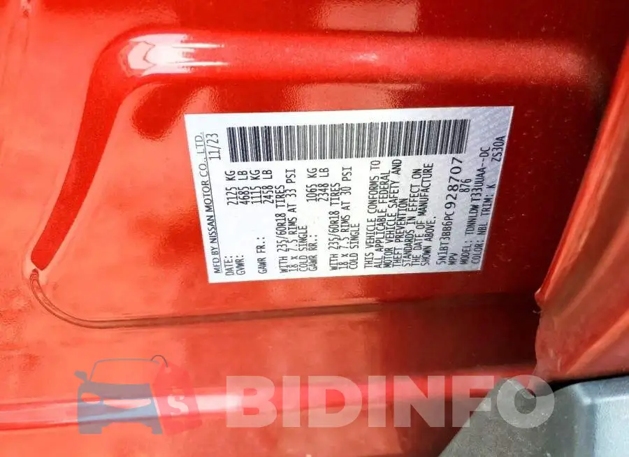 5N1BT3BB6PC928707 Photo# 12
