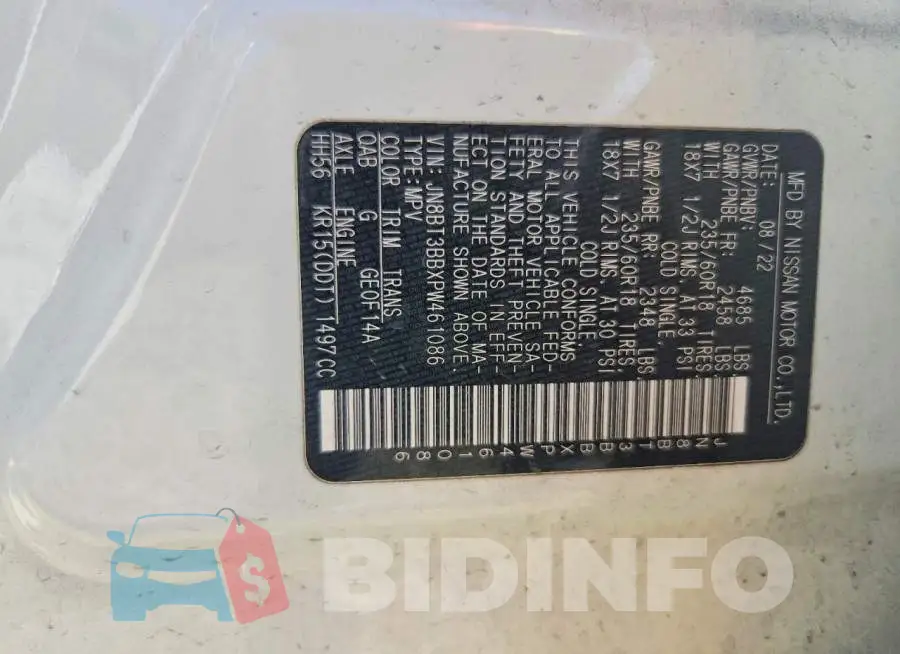 JN8BT3BBXPW461086 Photo# 13