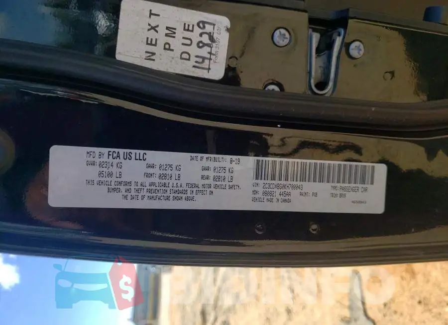 2C3CDXBG0KH700043 Photo# 12