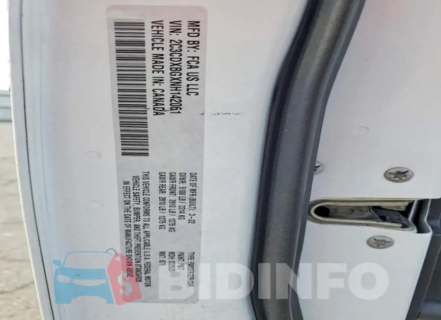 2C3CDXBGXNH142061 Photo# 12