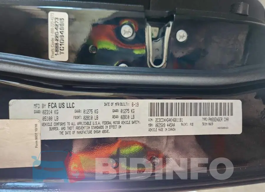 2C3CDXHG4KH681181 Photo# 12