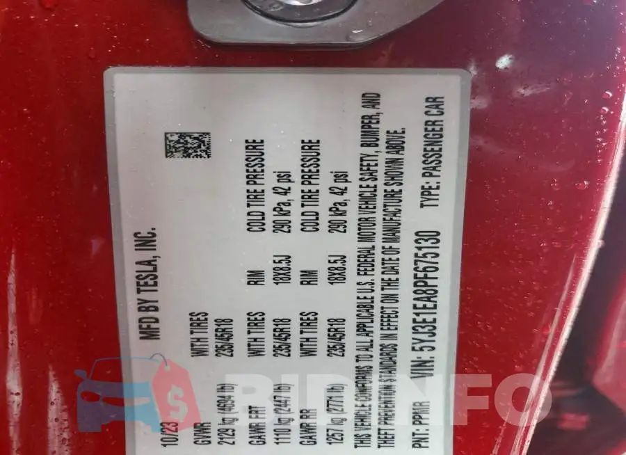 5YJ3E1EA8PF675130 Photo# 12
