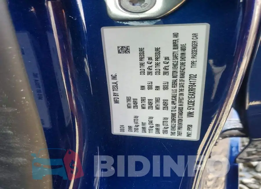 5YJ3E1EAXRF841702 Photo# 12