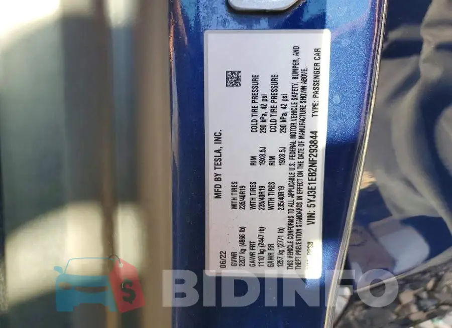 5YJ3E1EB2NF293844 Photo# 12