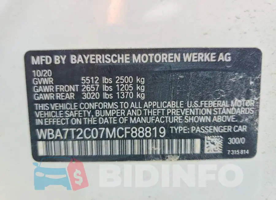 WBA7T2C07MCF88819 Photo# 12
