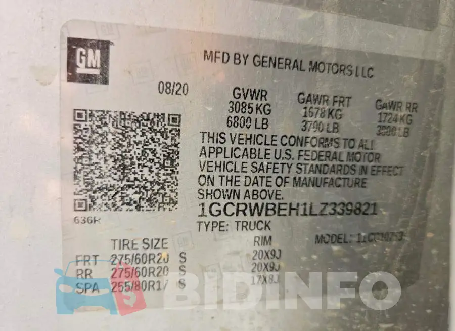 1GCRWBEH1LZ339821 Photo# 12